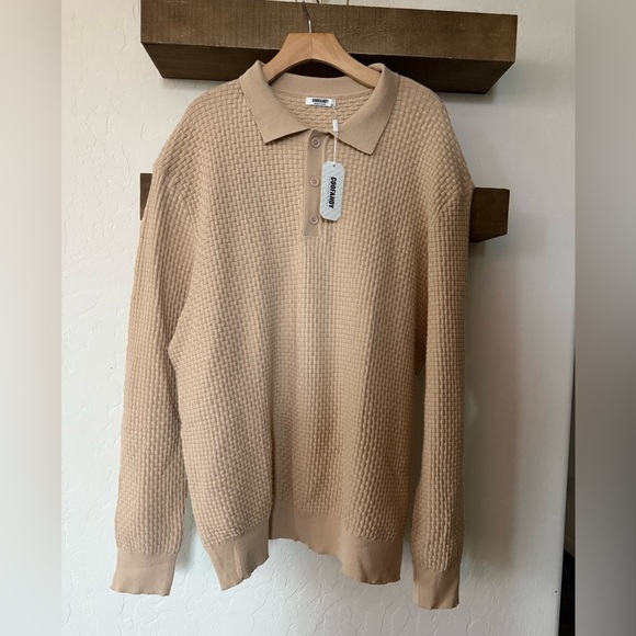Coofandy|Gender neutral oversized fisherman knit sweater in tan neutral,NWT-plus - Picture 7 of 14